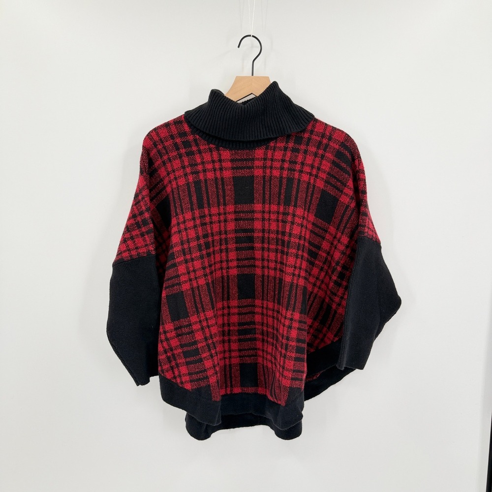 Loft Outlet Oversized Plaid Poncho Cardigan Size LP Dark Academia Preppy
